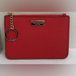 Kate Spade Cherry Red Card Holder with Gold Accent